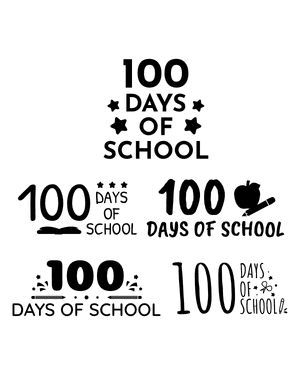 100 Days of School Silhouette Clip Art