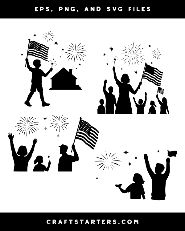 4th of July Scene Silhouette Clip Art