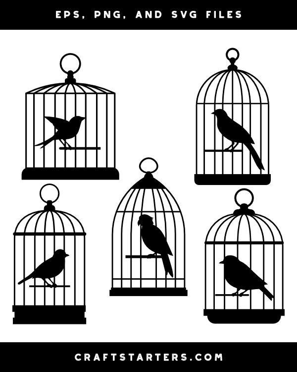 Bird in Cage Silhouette Clip Art