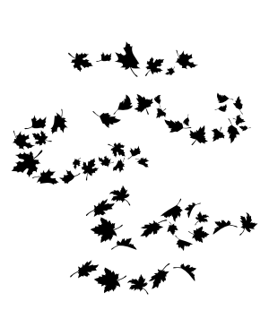 Blowing Maple Leaves Silhouette Clip Art