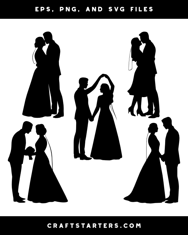 Bride and Groom Silhouette Clip Art