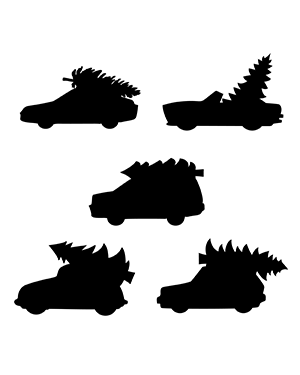 Car With Christmas Tree Silhouette Clip Art