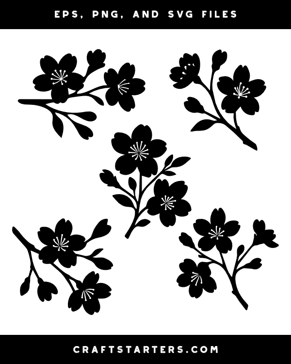 Cherry Blossoms Silhouette Clip Art
