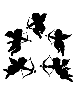 Cupid Firing Arrow Silhouette Clip Art