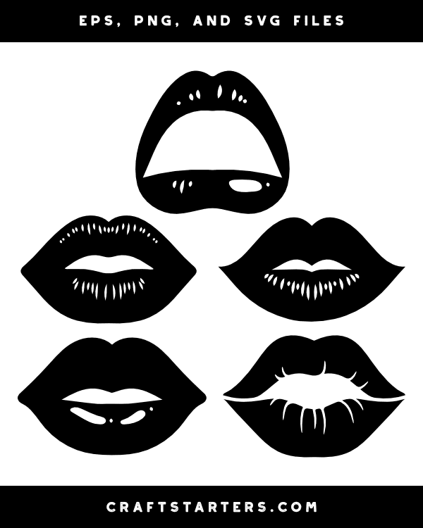 Detailed Lips Silhouette Clip Art