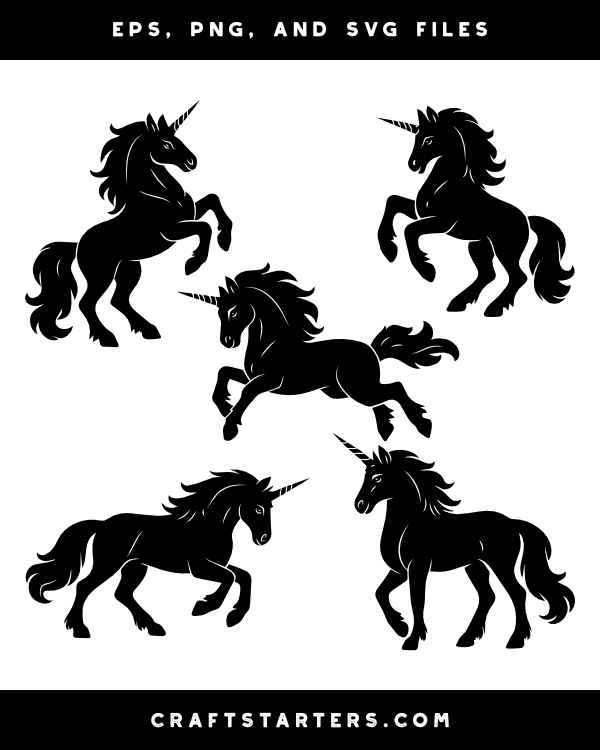 Detailed Unicorn Silhouette Clip Art