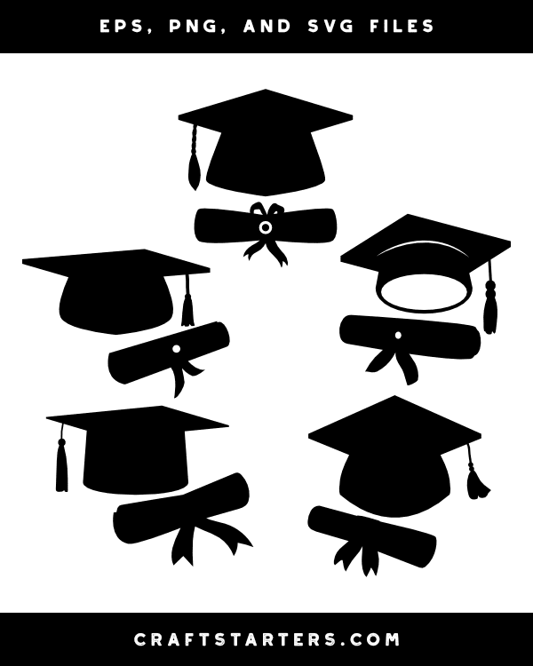Diploma and Graduation Cap Silhouette Clip Art