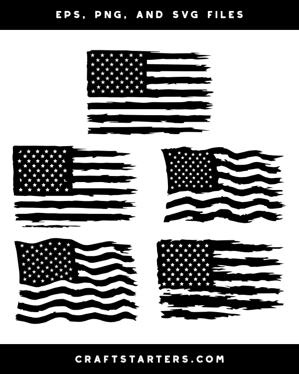 Distressed American Flag Silhouette Clip Art
