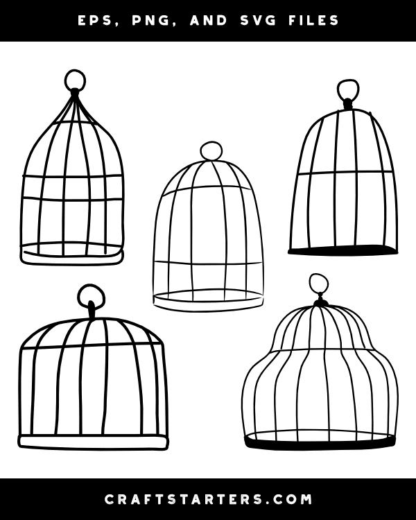Doodle Bird Cage Silhouette Clip Art