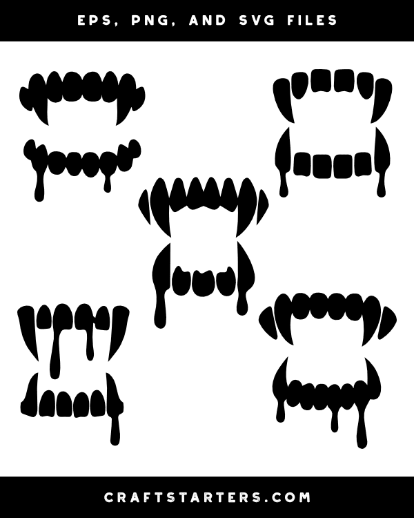Dripping Vampire Teeth Silhouette Clip Art