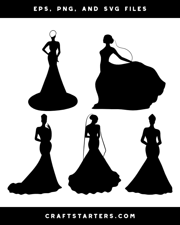 Elegant Bride Silhouette Clip Art
