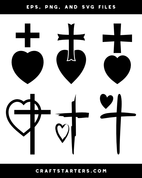 Heart and Cross Silhouette Clip Art