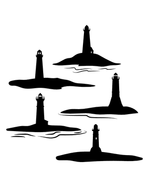 Lighthouse on Beach Silhouette Clip Art