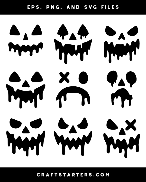 Melting Jack-o'-lantern Face Silhouette Clip Art