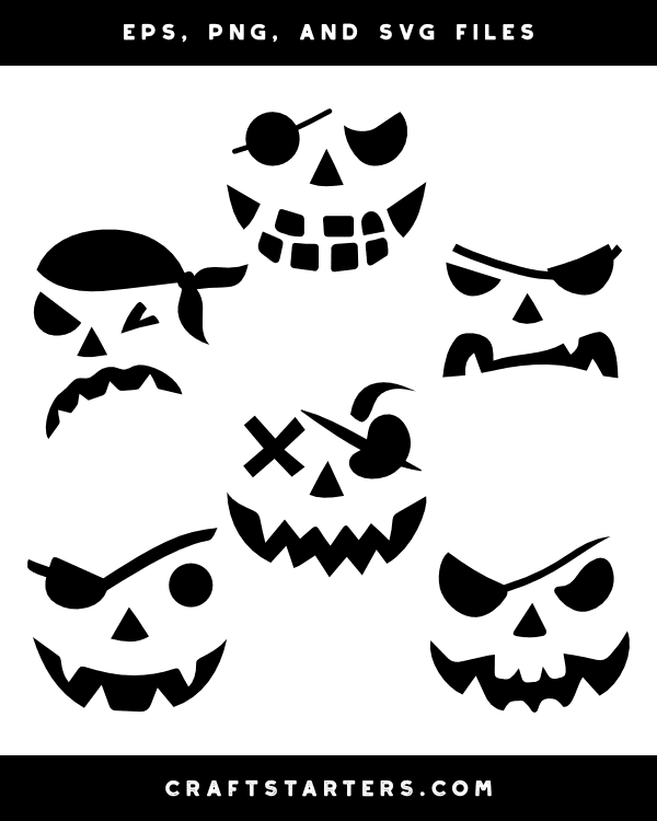 Pirate Jack-o'-lantern Face Silhouette Clip Art