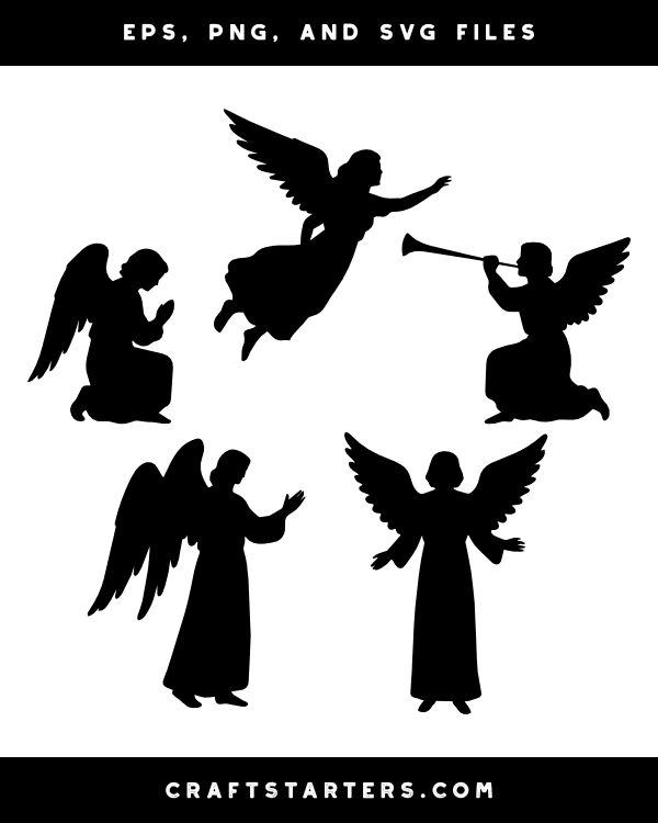 Realistic Angel Silhouette Clip Art