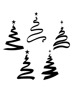 Ribbon Christmas Tree Silhouette Clip Art