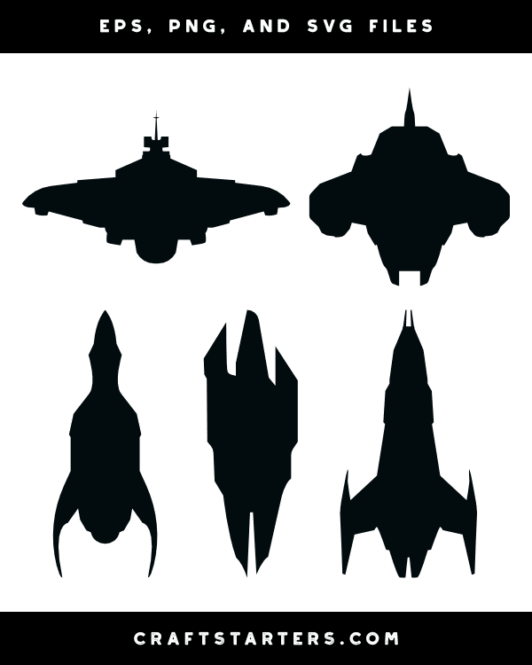 Sci-Fi Spaceship Silhouette Clip Art