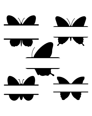 Split Butterfly Silhouette Clip Art
