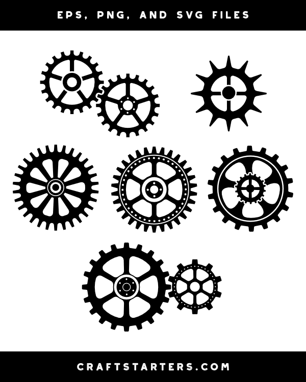 Steampunk Gears Silhouette Clip Art