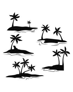Tropical Beach Silhouette Clip Art