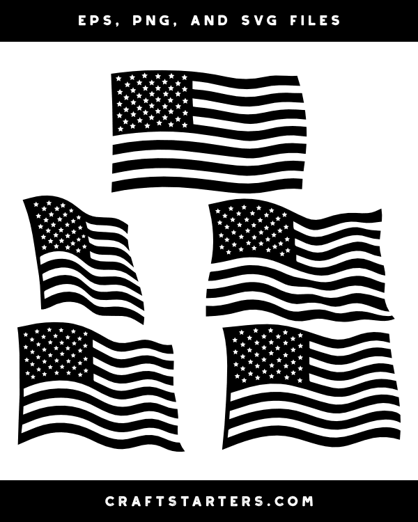 Waving American Flag Silhouette Clip Art