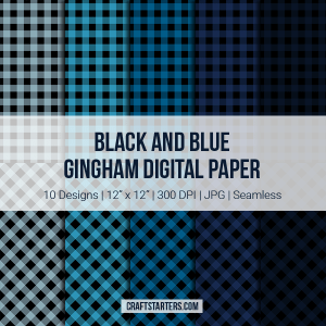 Black And Blue Gingham Digital Paper