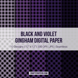 Black And Violet Gingham Digital Paper