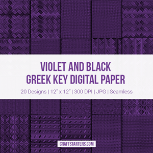 Violet And Black Greek Key Digital Paper