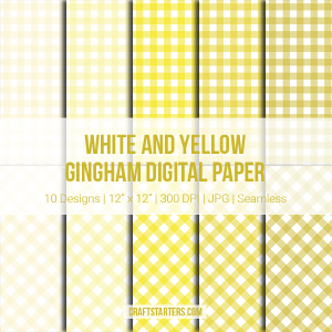 White And Yellow Gingham Digital Paper