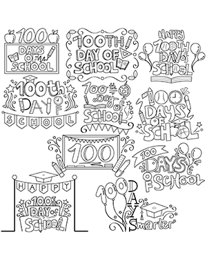 100th Day Of School Digital Stamps