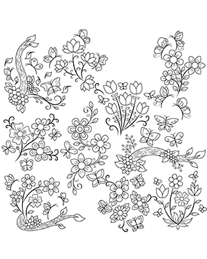 Butterfly and Flower Digital Stamps