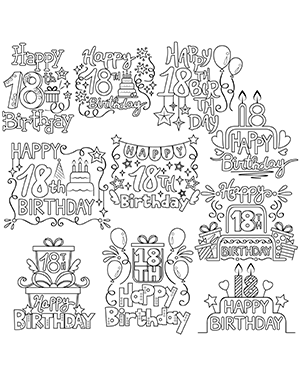Happy 18th Birthday Digital Stamps
