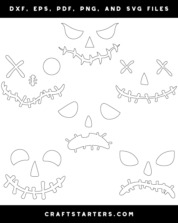Stitched Jack-o'-lantern Face Patterns