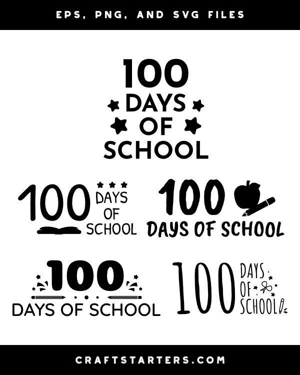 100 Days of School Silhouette Clip Art