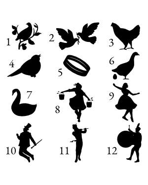 12 Days of Christmas Silhouette Clip Art