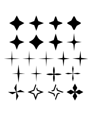 4 Point Star Silhouette Clip Art