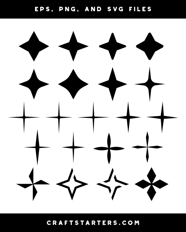 4 Point Star Silhouette Clip Art