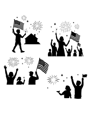 4th of July Scene Silhouette Clip Art