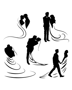 Abstract Bride and Groom Silhouette Clip Art
