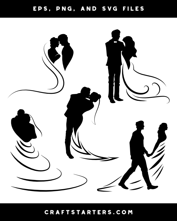 Abstract Bride and Groom Silhouette Clip Art