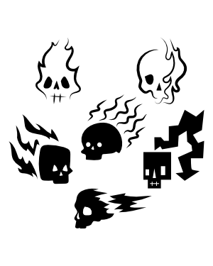 Abstract Flaming Skull Silhouette Clip Art