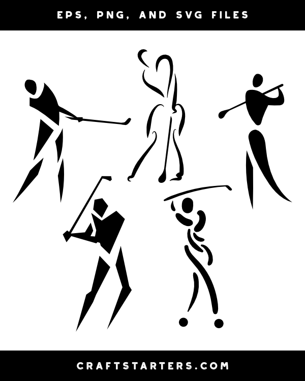 Abstract Golfer Silhouette Clip Art