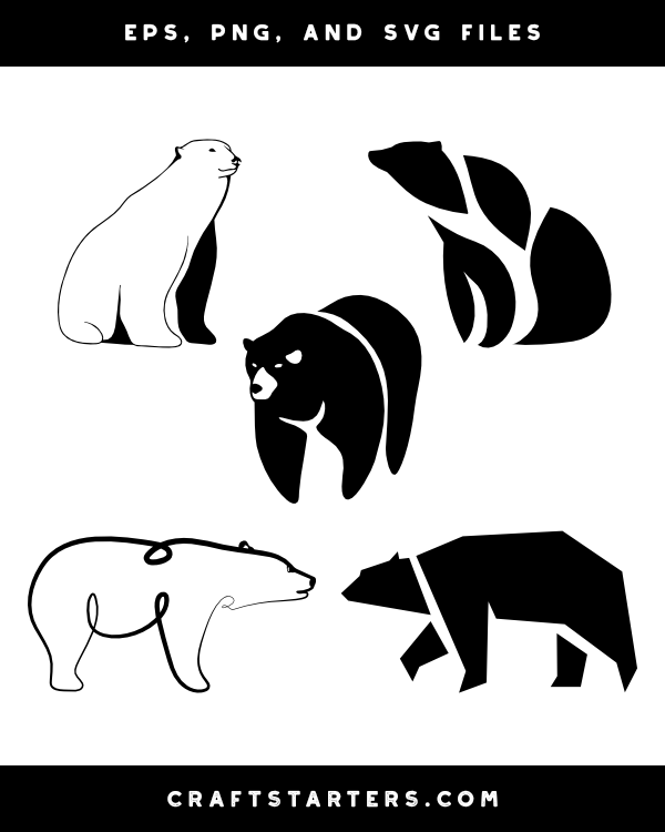 Abstract Polar Bear Silhouette Clip Art