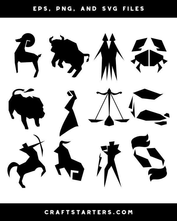 Abstract Zodiac Sign Silhouette Clip Art
