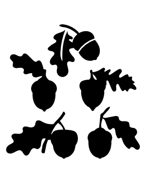 Acorn with Leaf Silhouette Clip Art