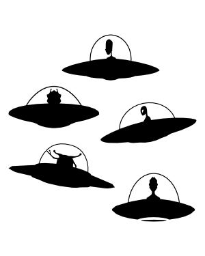 Alien In UFO Silhouette Clip Art
