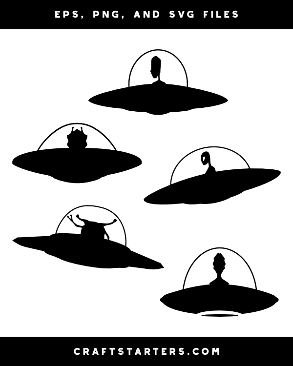 Alien In UFO Silhouette Clip Art