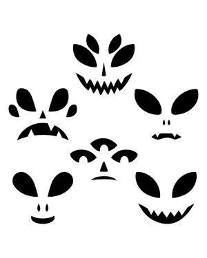 Alien Jack-o'-lantern Face Silhouette Clip Art