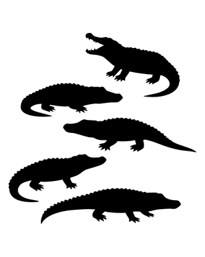 Alligator Side View Silhouette Clip Art